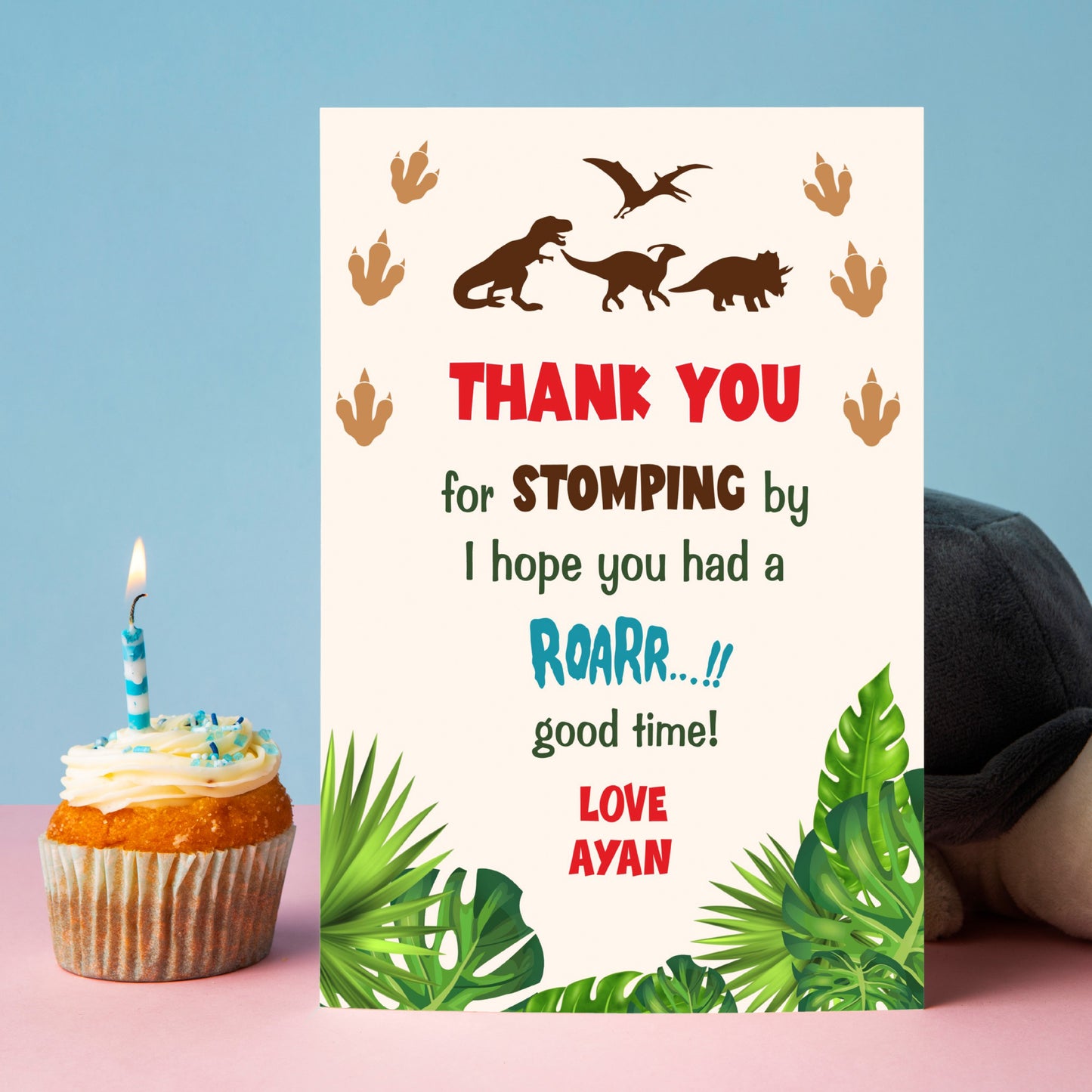 Dino Theme Customized Thank You Cards