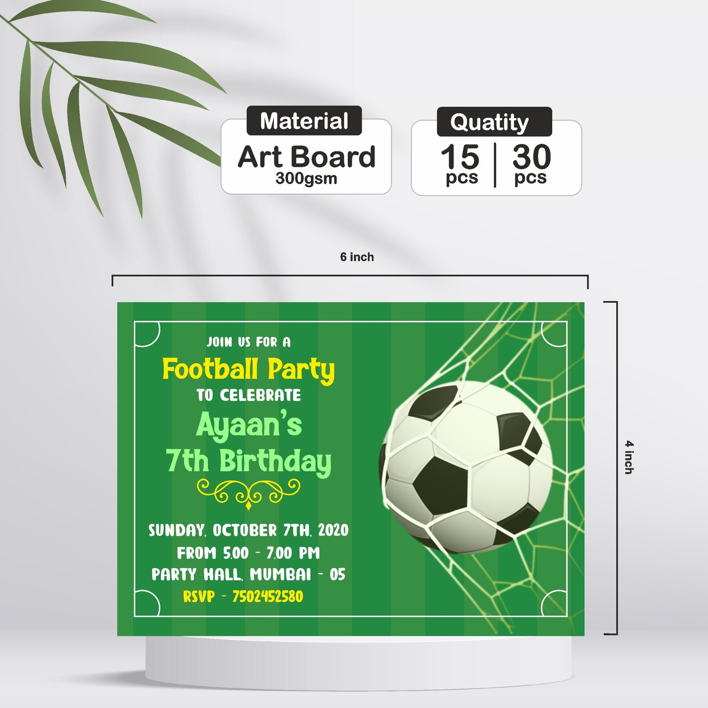 Football Theme Personalized Invite