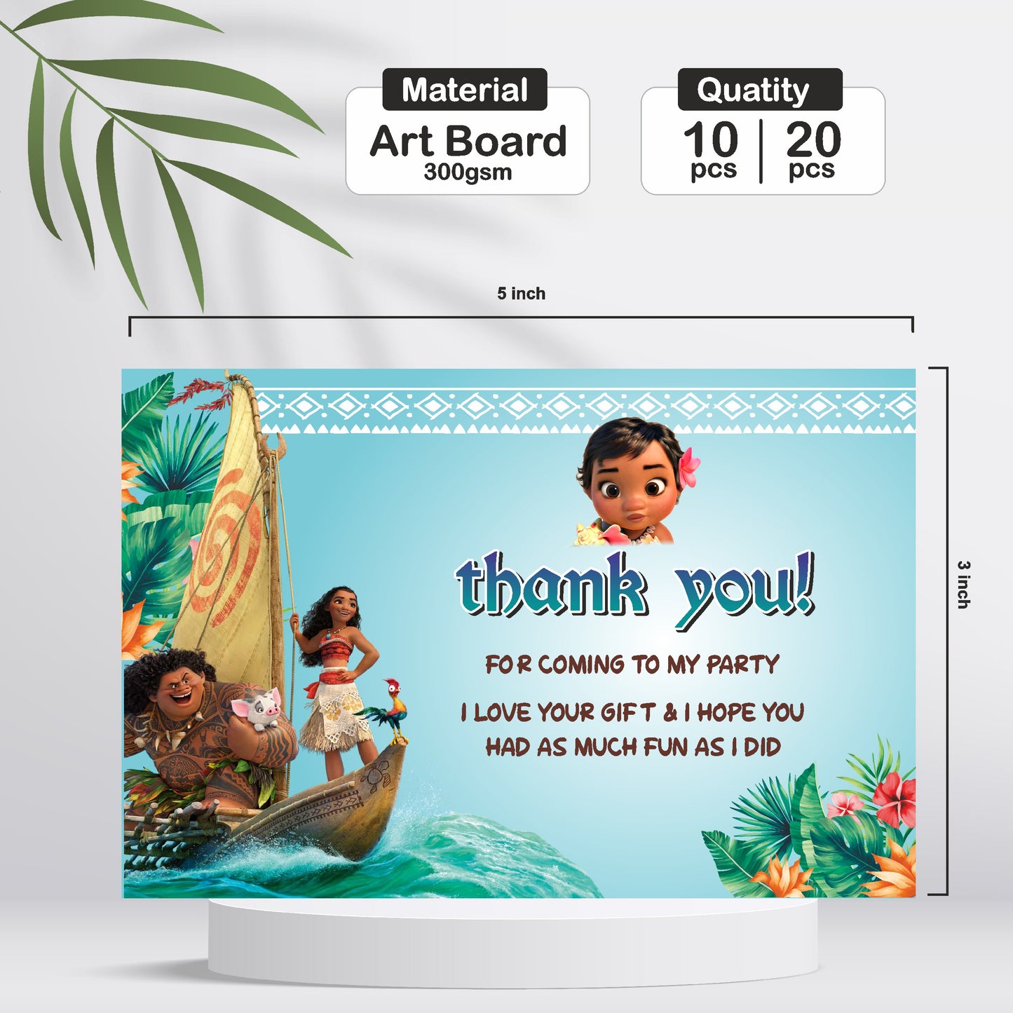 Moana Theme Thank You Cards