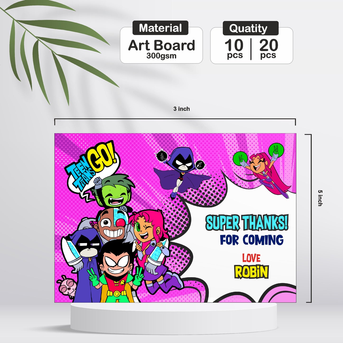 Teen Titans Theme Thank You Cards