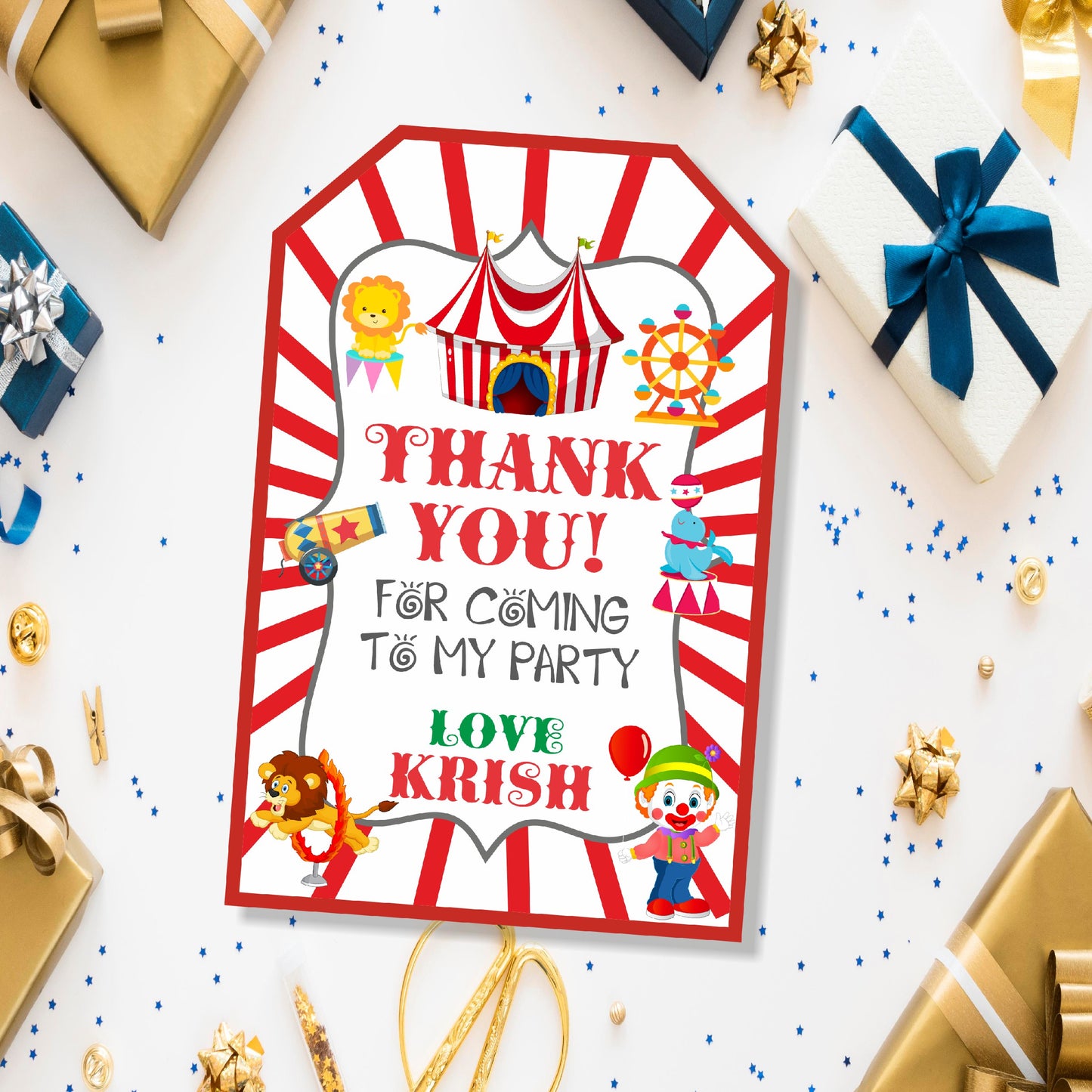 Carnival Theme Thank You Tag