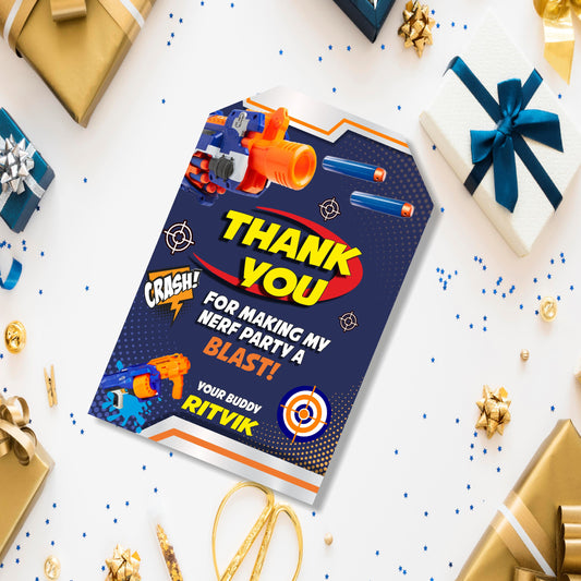 Nerf Gun Theme Thank You Tag