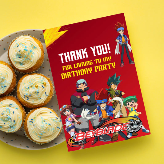 Beyblade Theme Thank You Cards