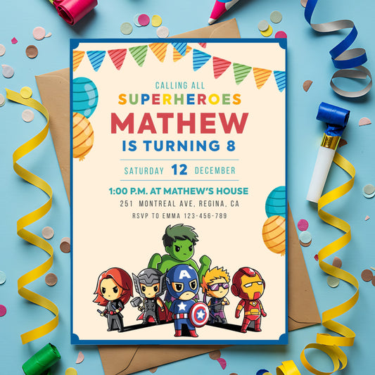 Avengers Theme Personalized Invite