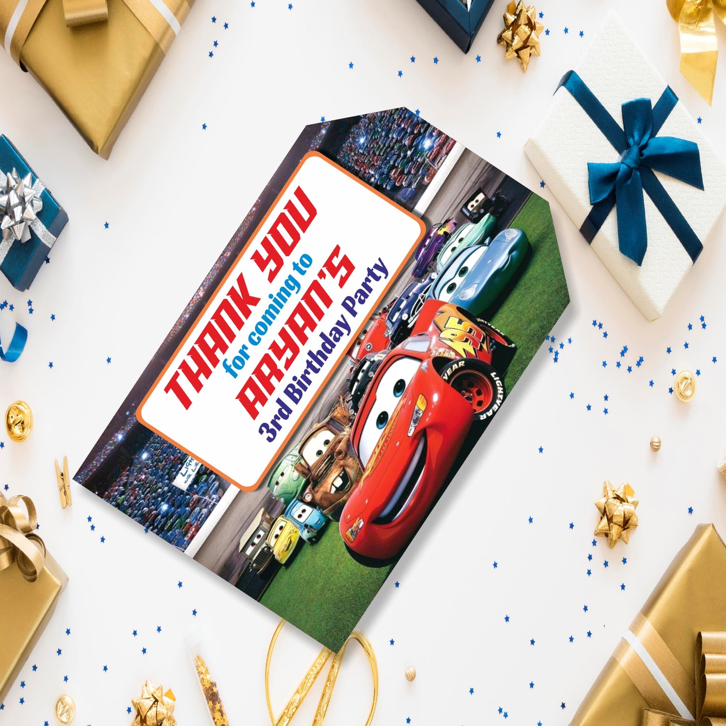 McQeen Car Theme Thank You Tag