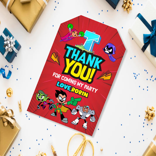 Teen Titans Theme Thank You Tag