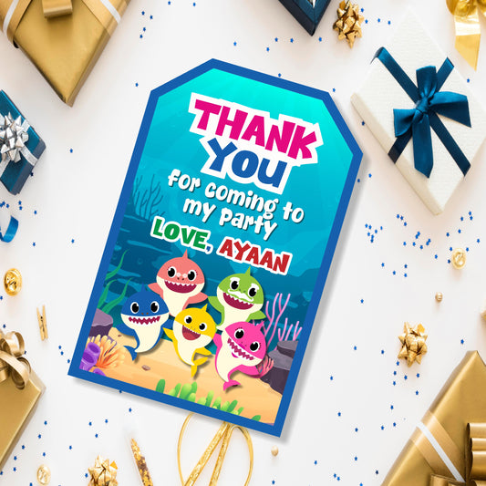 Baby Shark Theme Thank You Tag