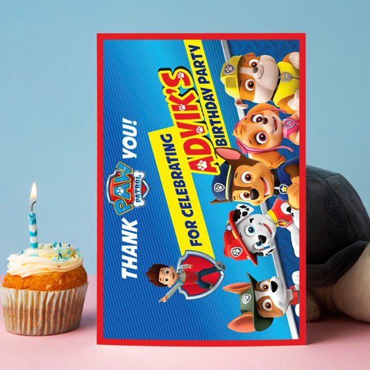 Paw Patrol Theme Thank You Cards