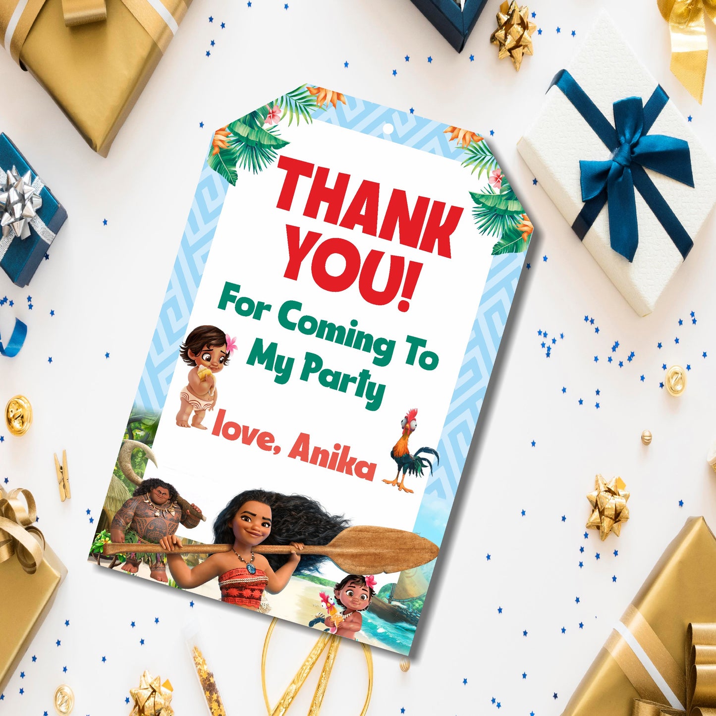 Moana Theme Thank You Tag