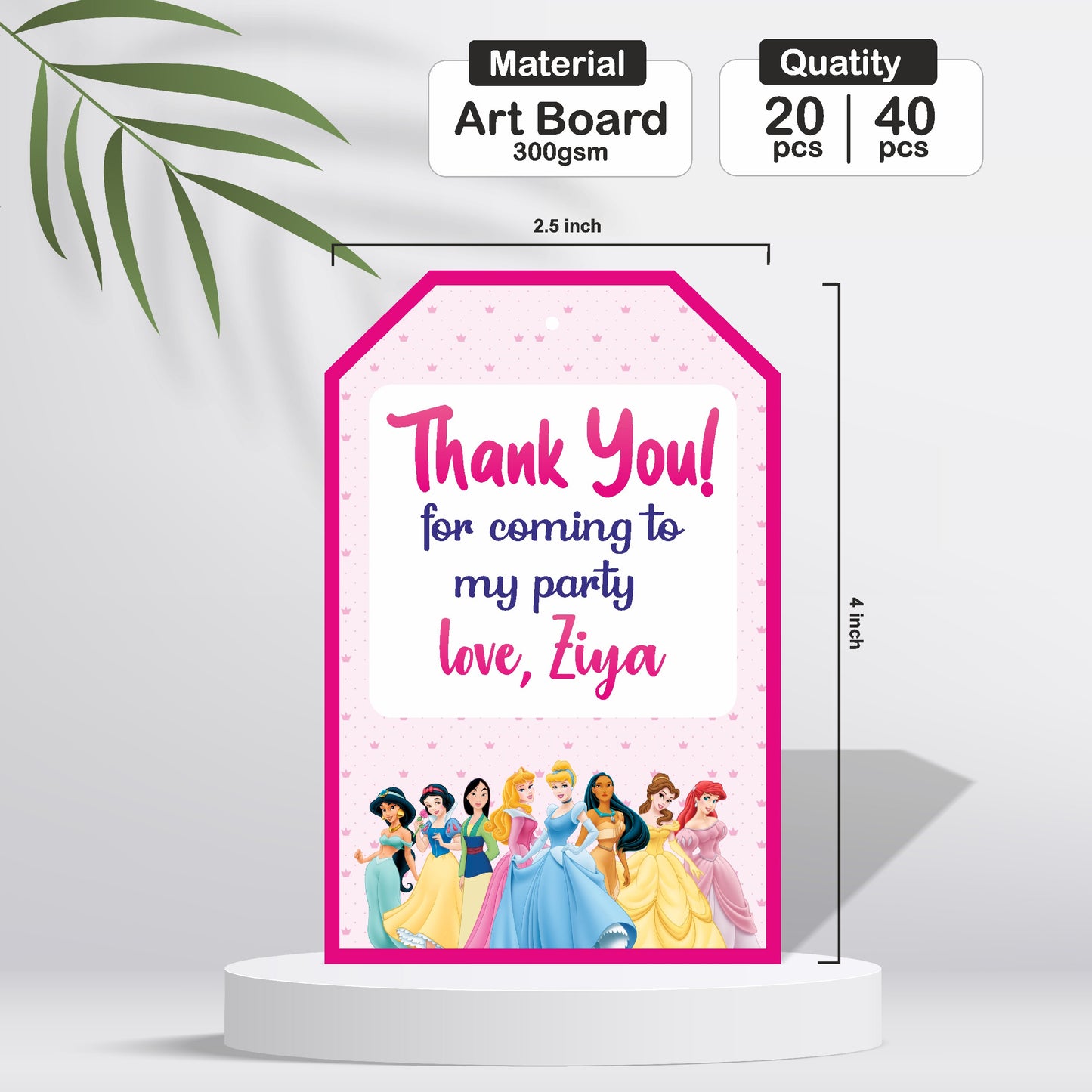 Princess Theme Thank You Tag