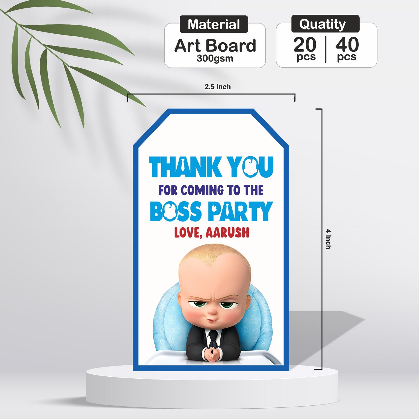 Boss Baby Theme Thank You Tag