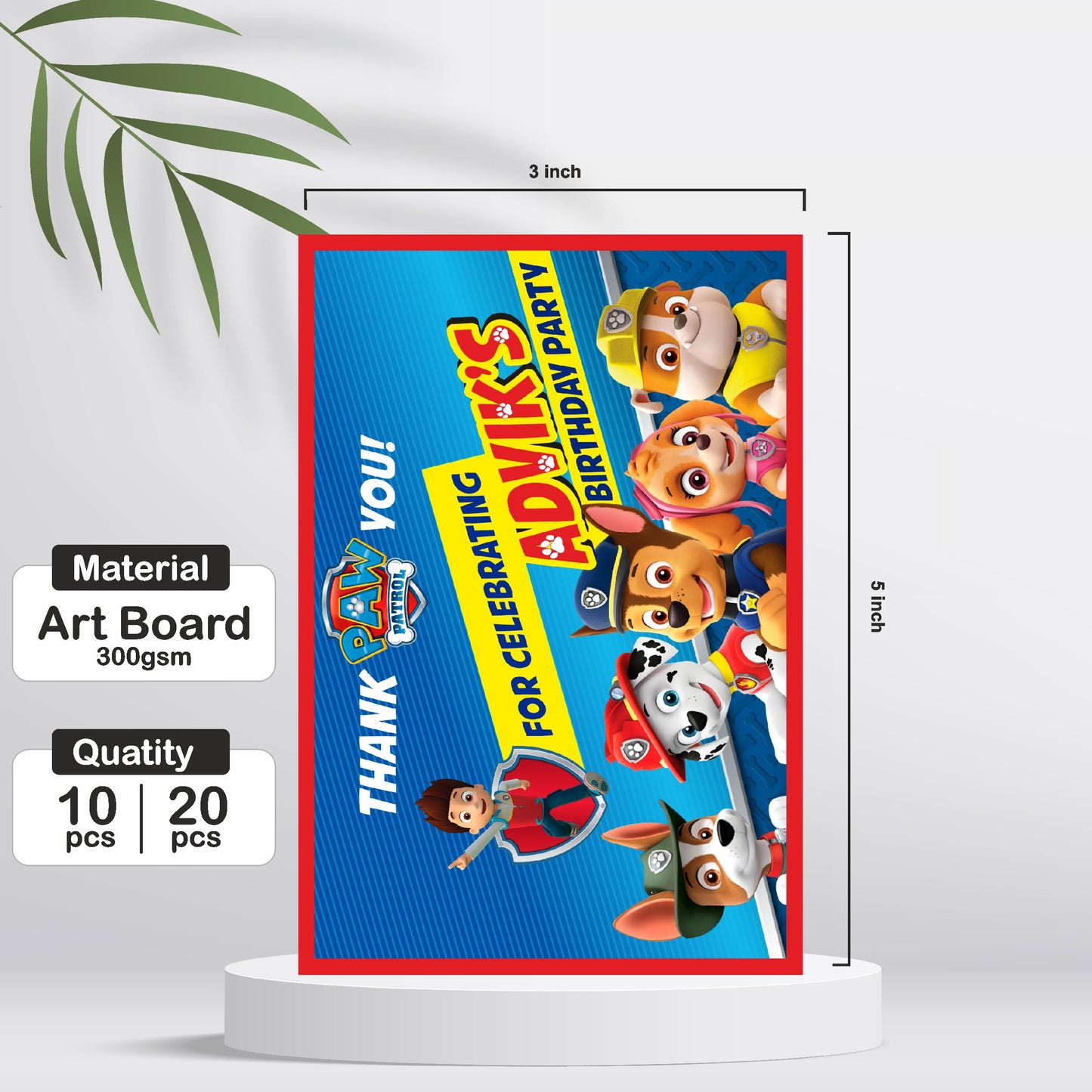 Paw Patrol Theme Thank You Cards