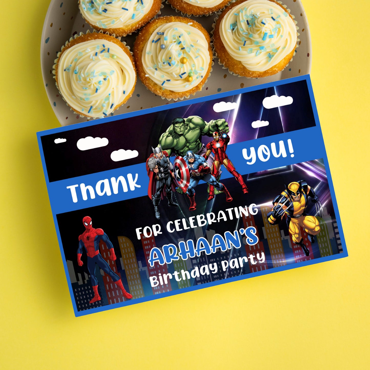 Avengers Theme Thank You Cards