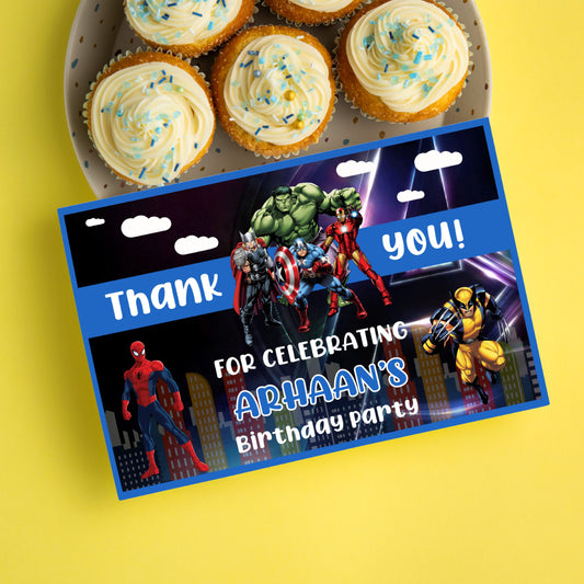 Avengers Theme Thank You Cards