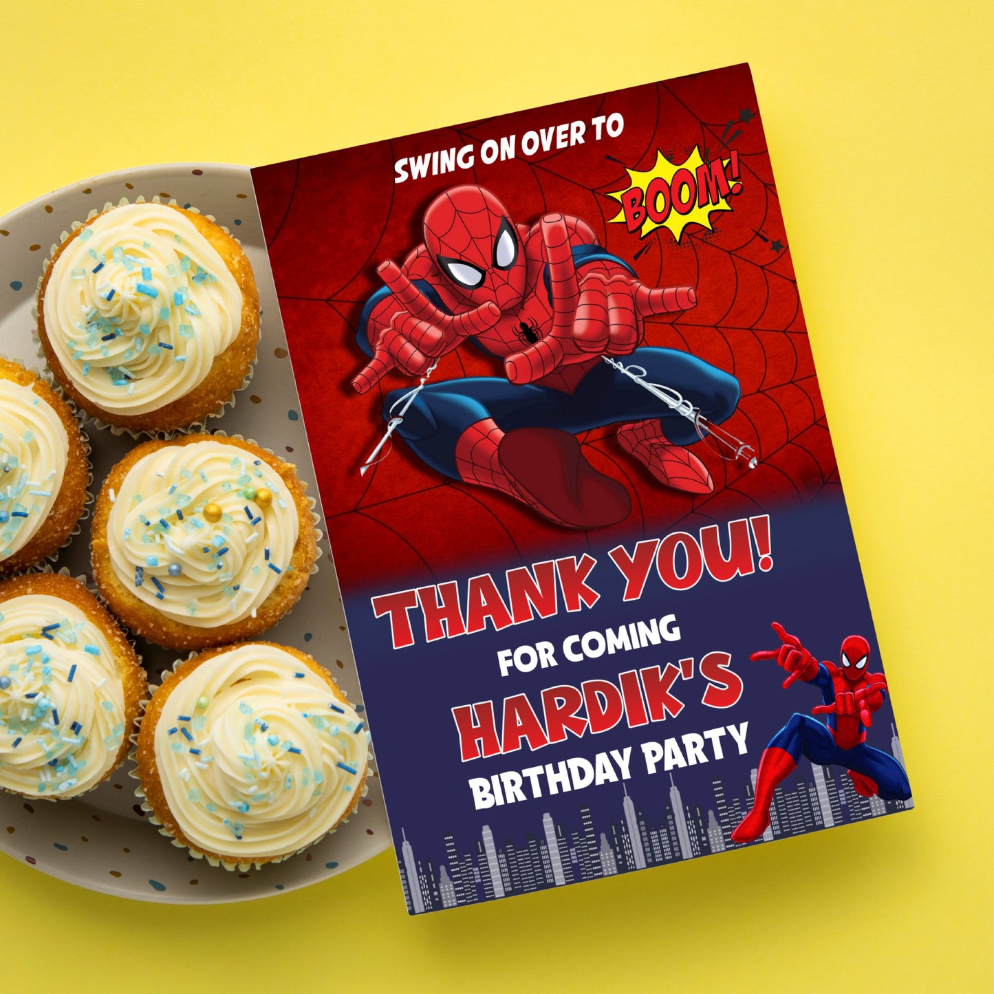 Spiderman Theme Thank You Cards