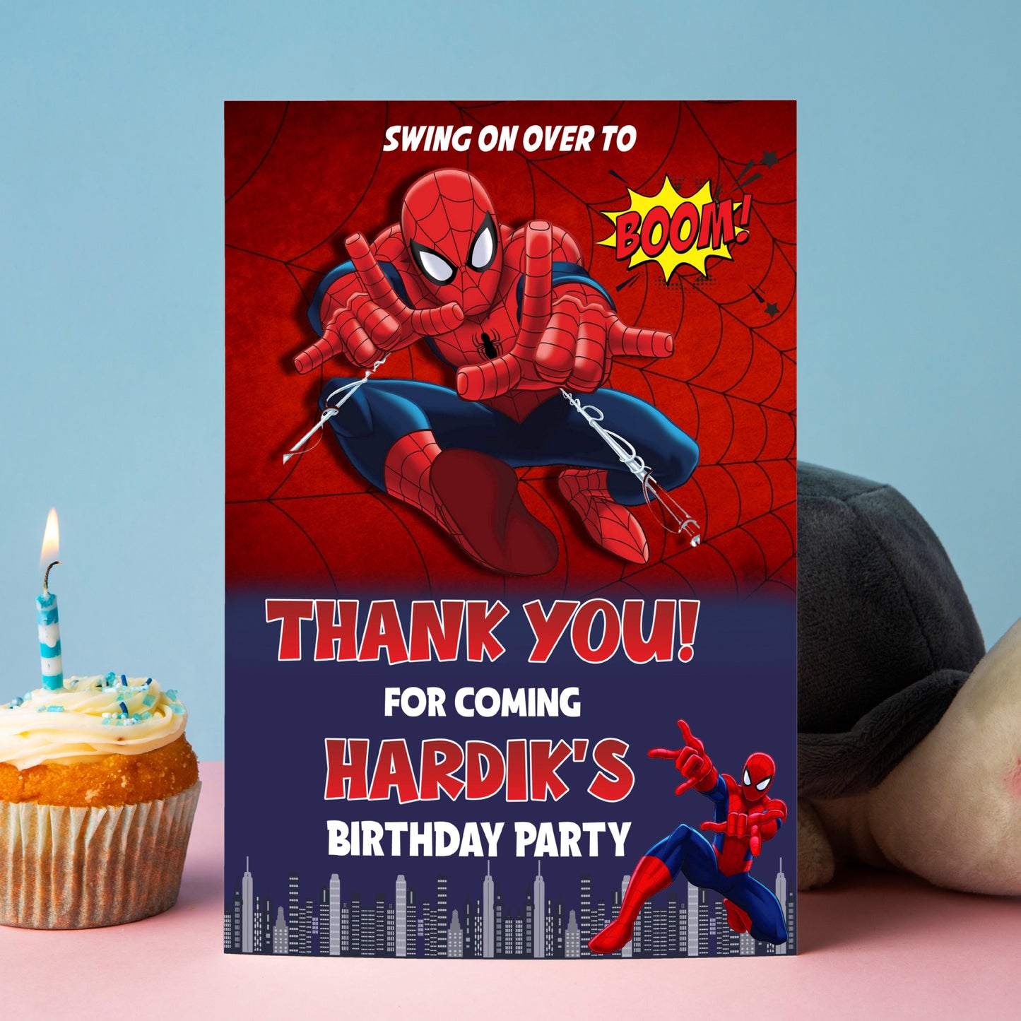 Spiderman Theme Thank You Cards