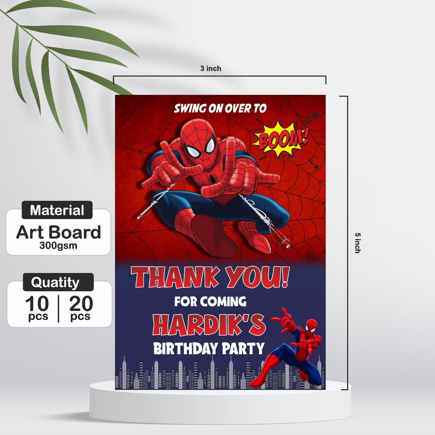 Spiderman Theme Thank You Cards