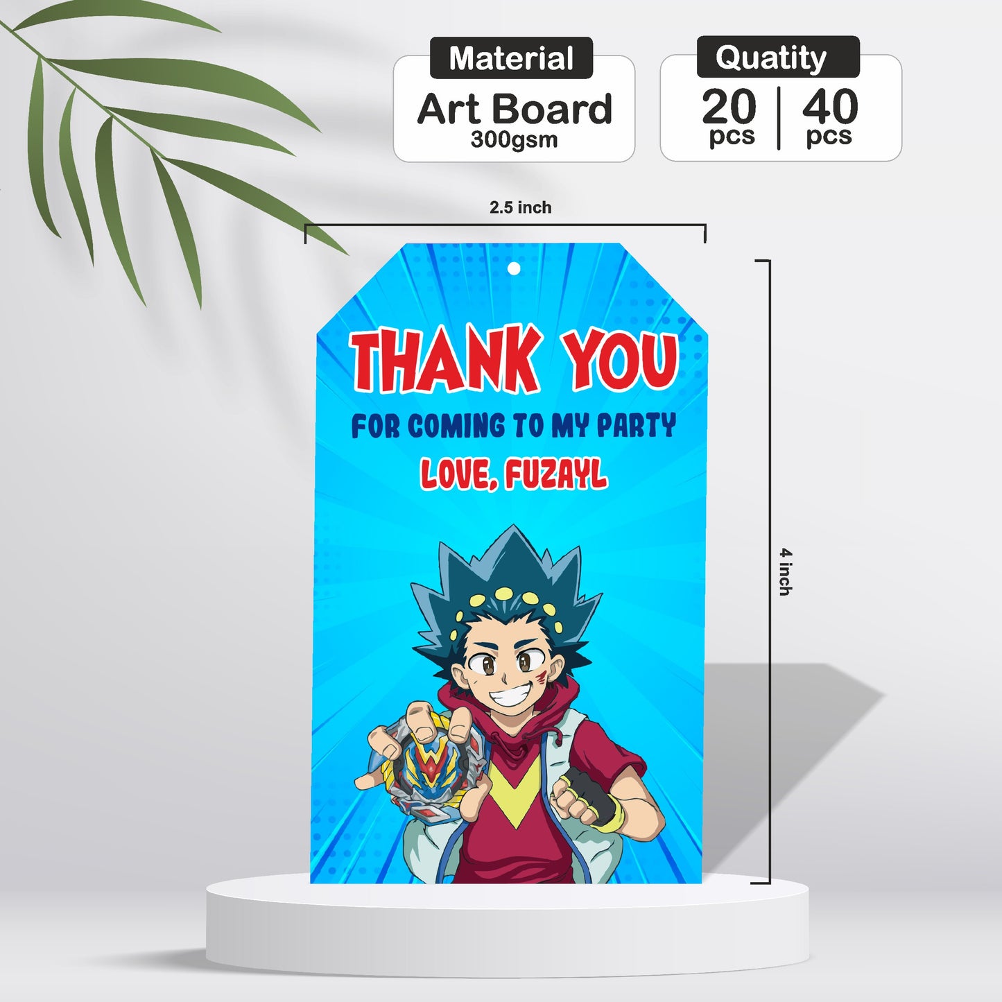 Beyblade Theme Thank You Tag