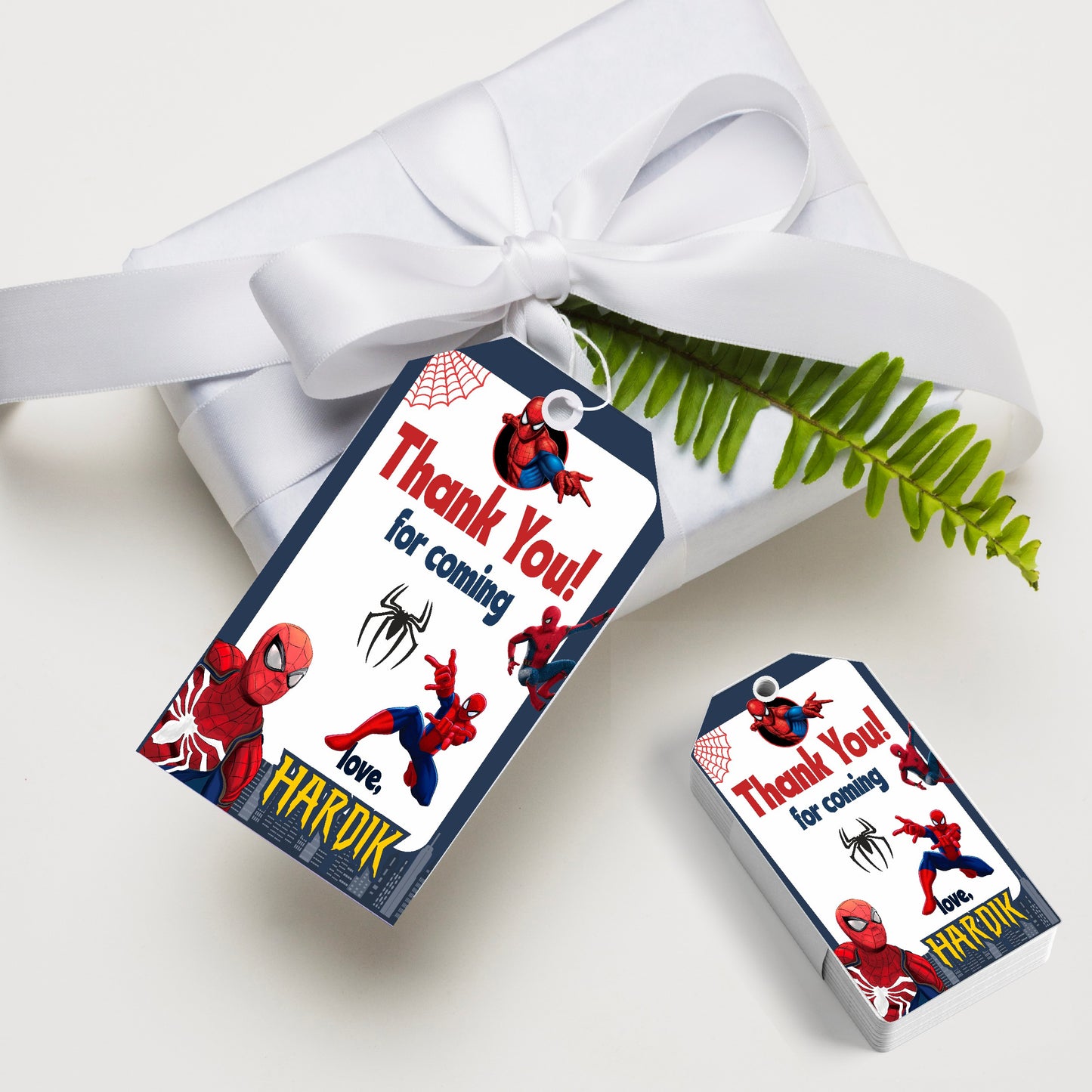Spiderman Theme Thank You Tag