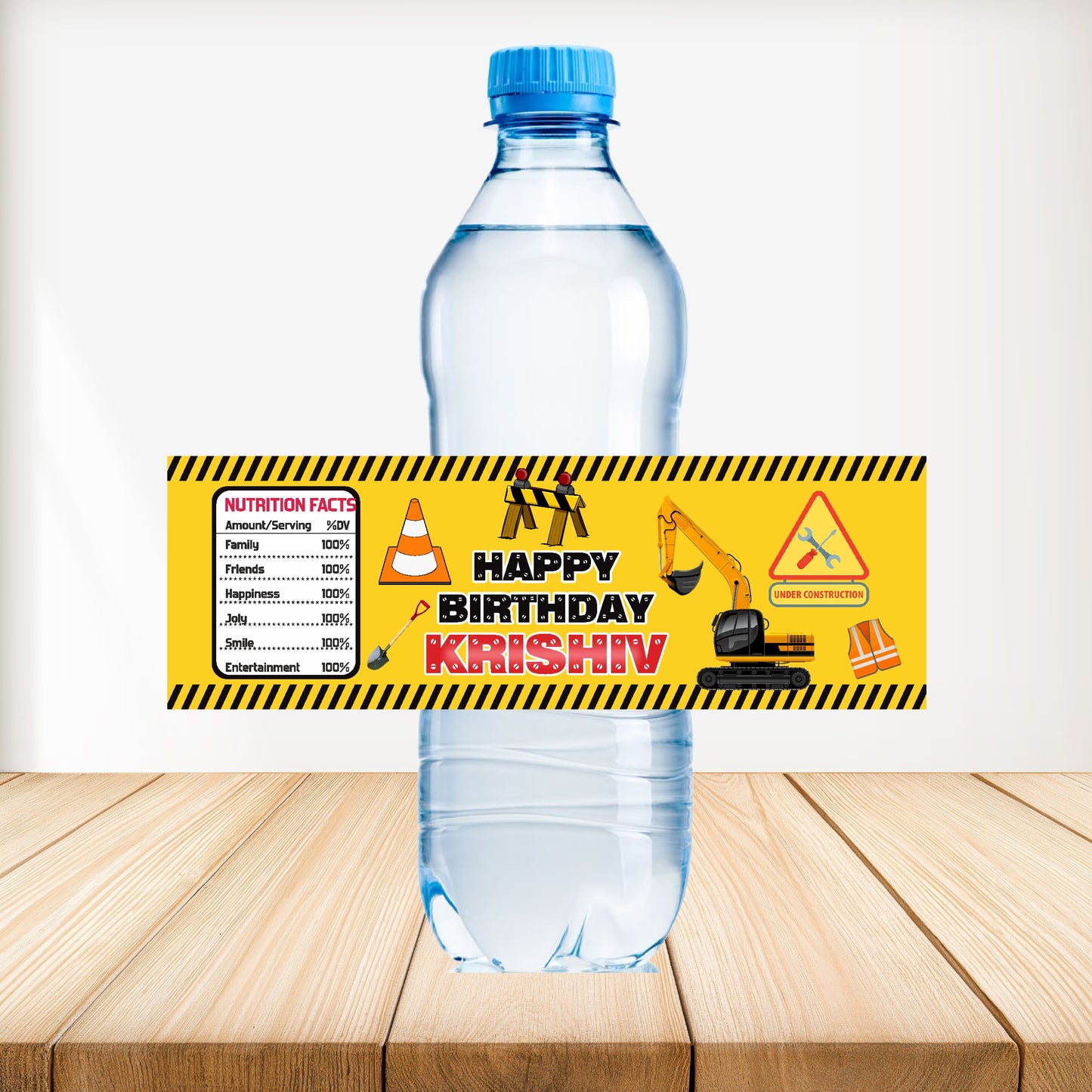 Construction Theme Water Bottle Sticker