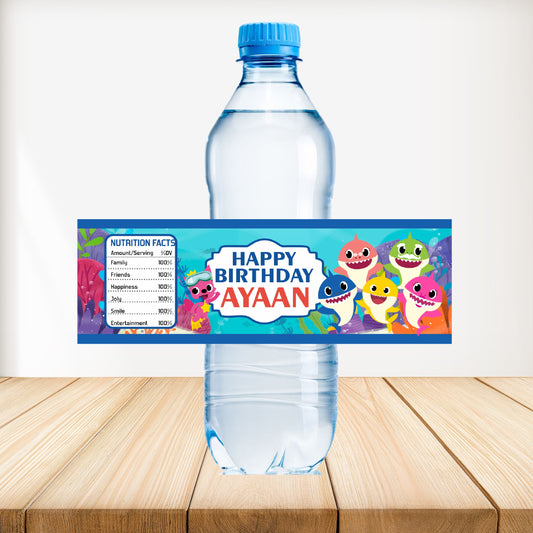 Baby Shark Theme Water Bottle Sticker