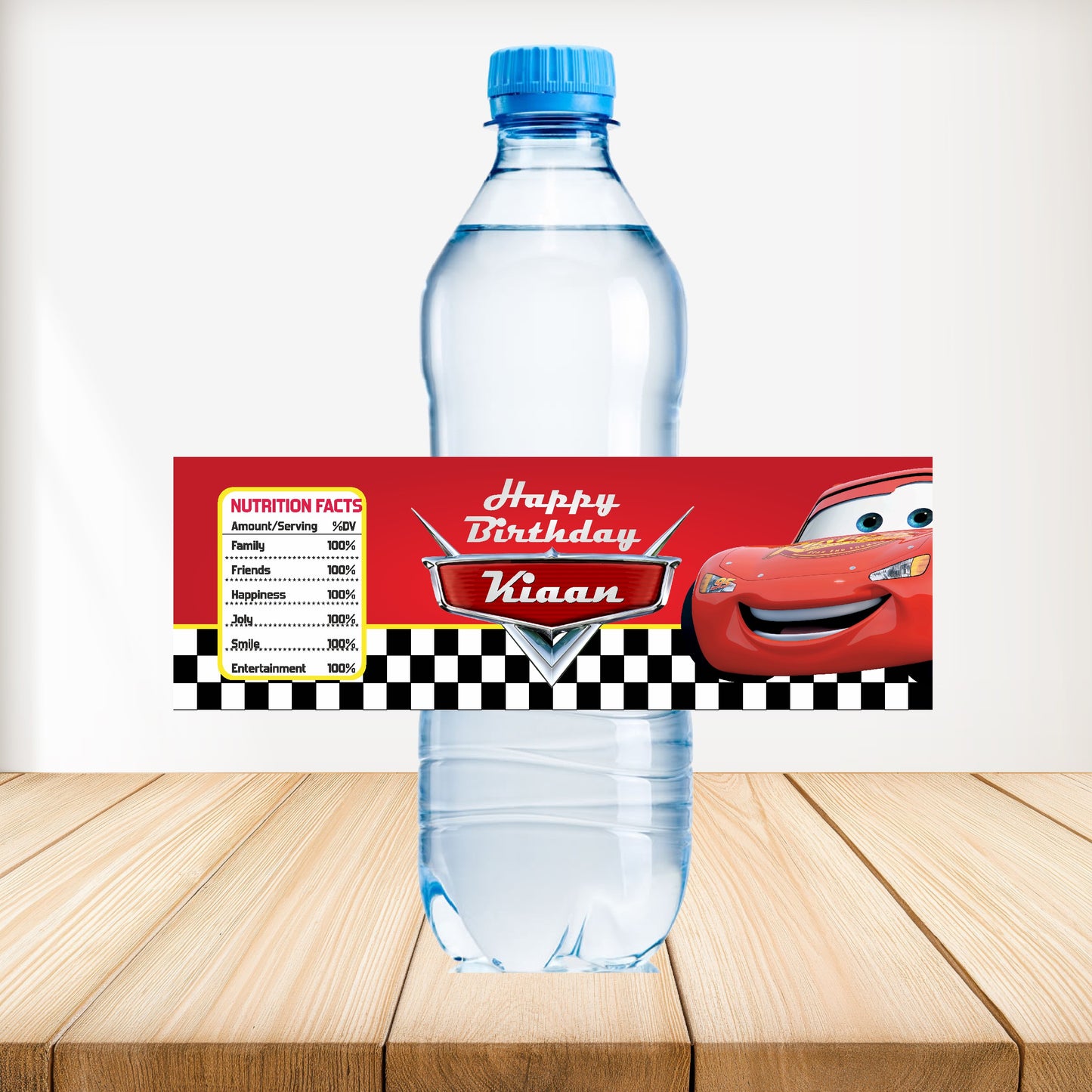 McQeen Car Theme Water Bottle Sticker