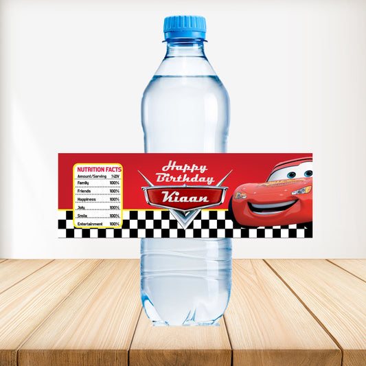 McQeen Car Theme Water Bottle Sticker