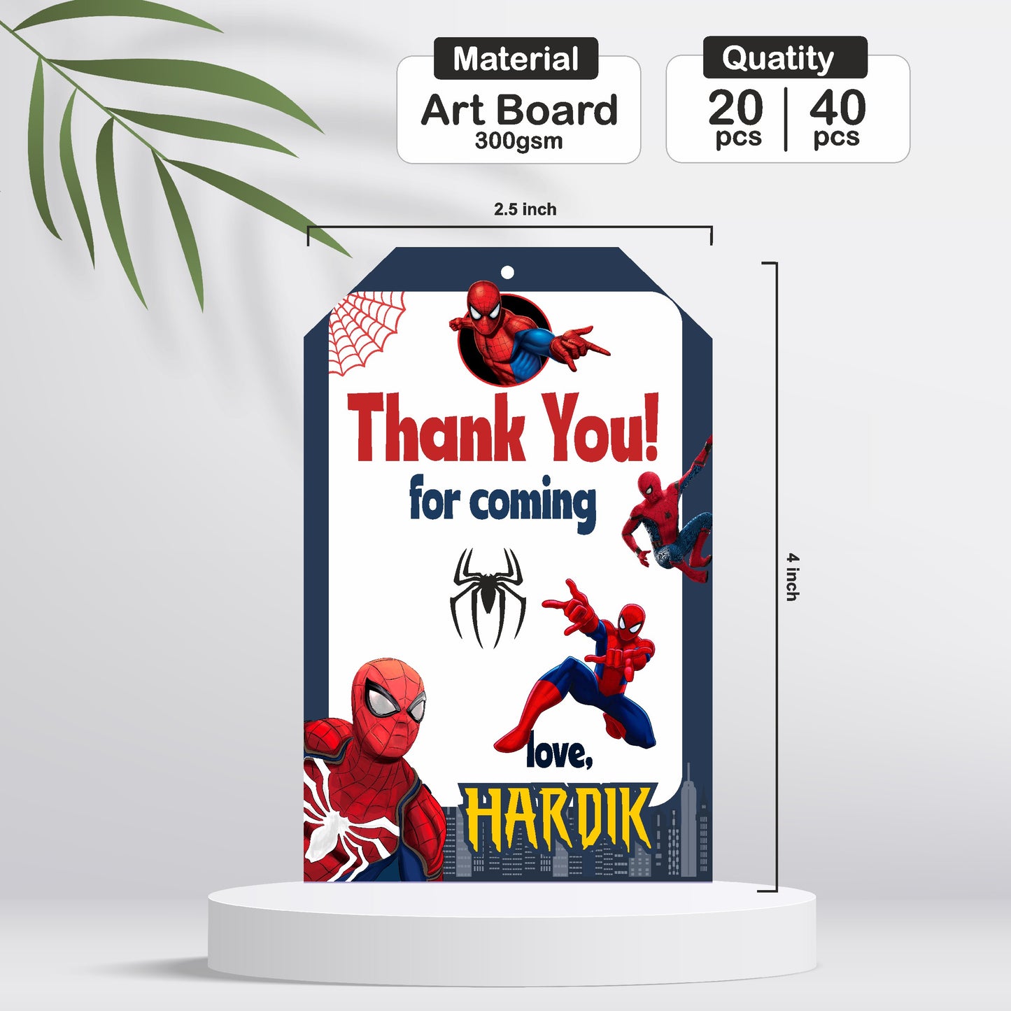 Spiderman Theme Thank You Tag