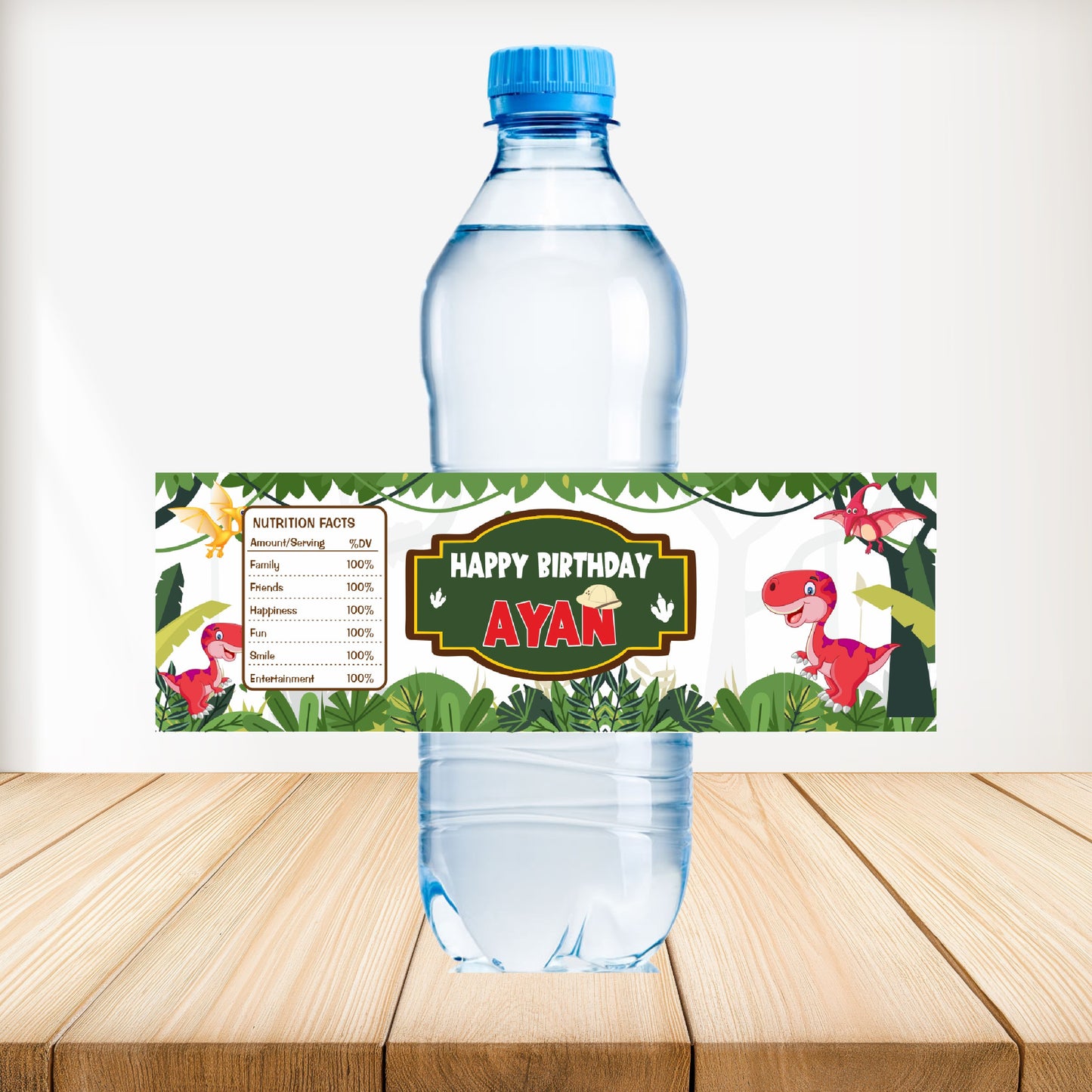 Dino Theme Water Bottle Sticker