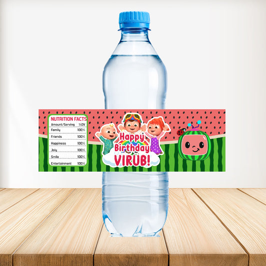 Cocomelon Theme Water Bottle Sticker