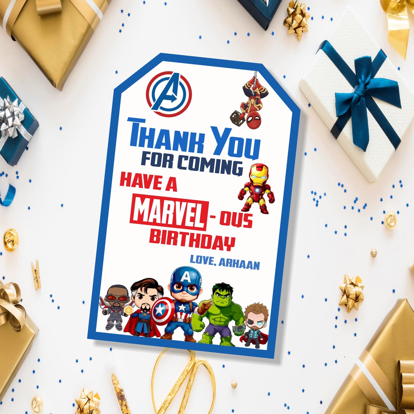 Avengers Theme Classic Thank You Tag