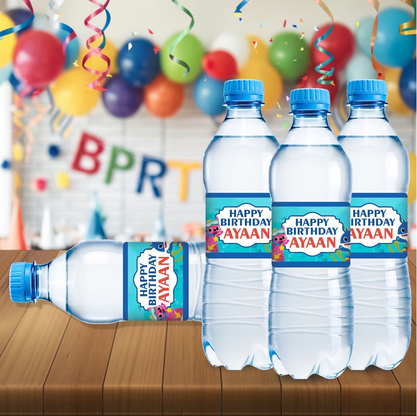 Baby Shark Theme Water Bottle Sticker