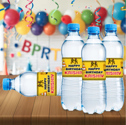 Construction Theme Water Bottle Sticker