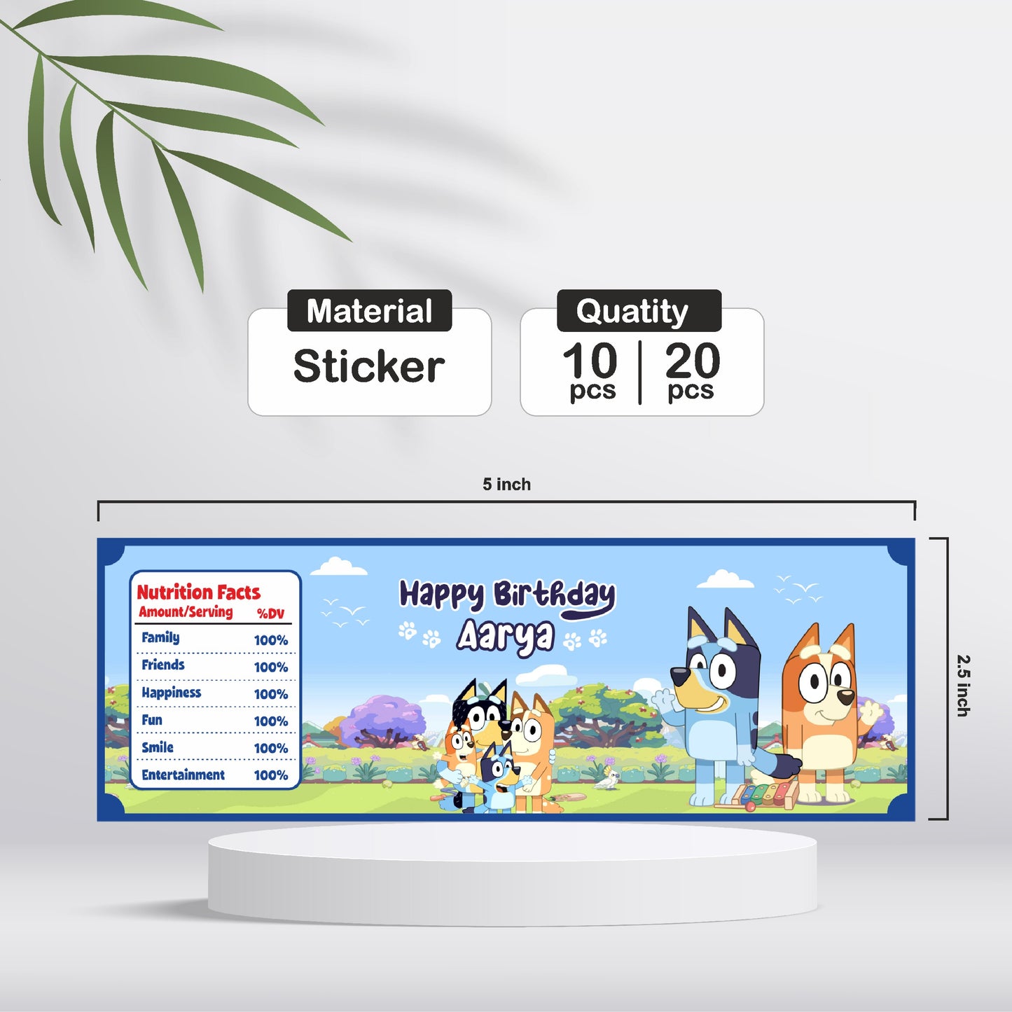 Bluey Theme Water Bottle Sticker