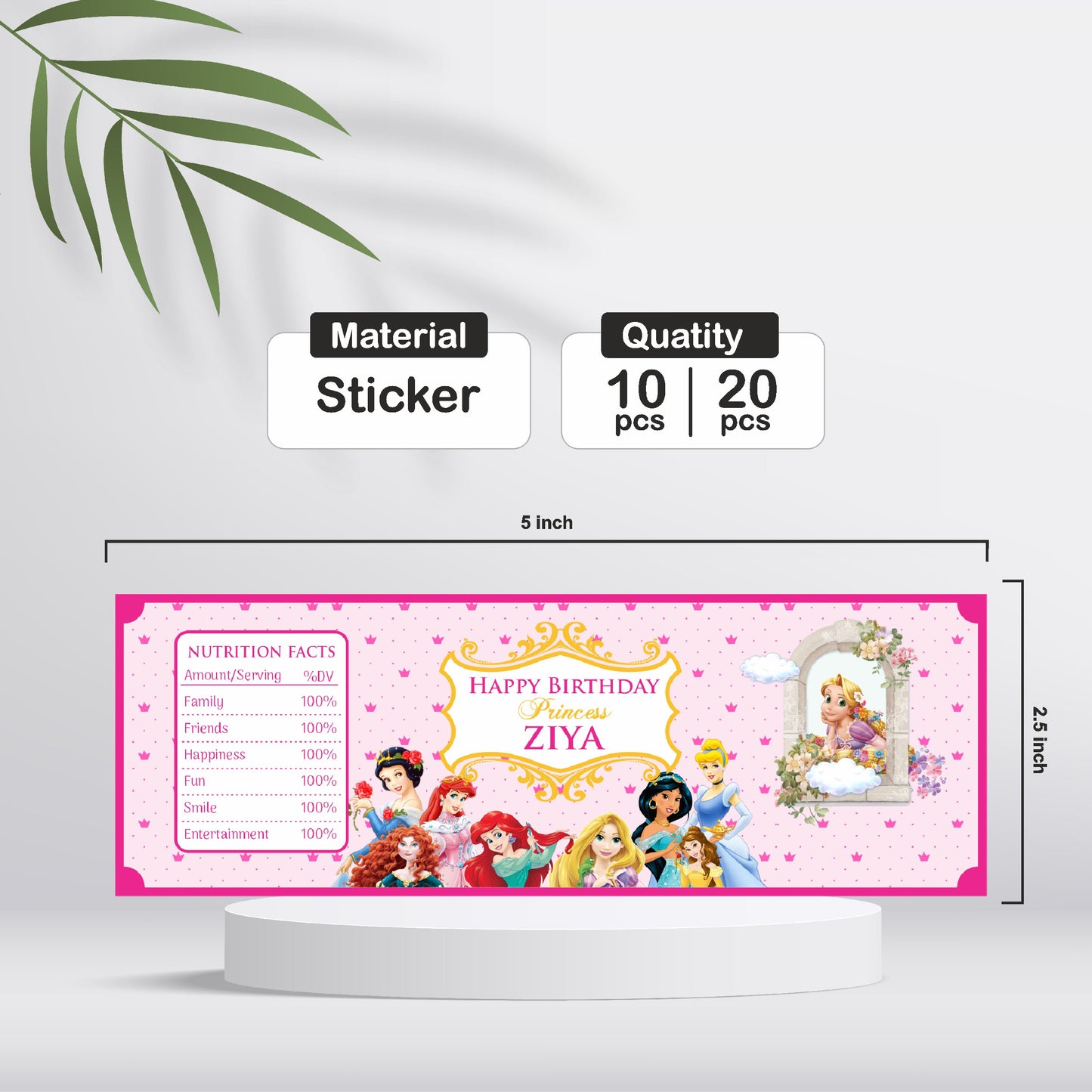Princess Theme Water Bottle Sticker