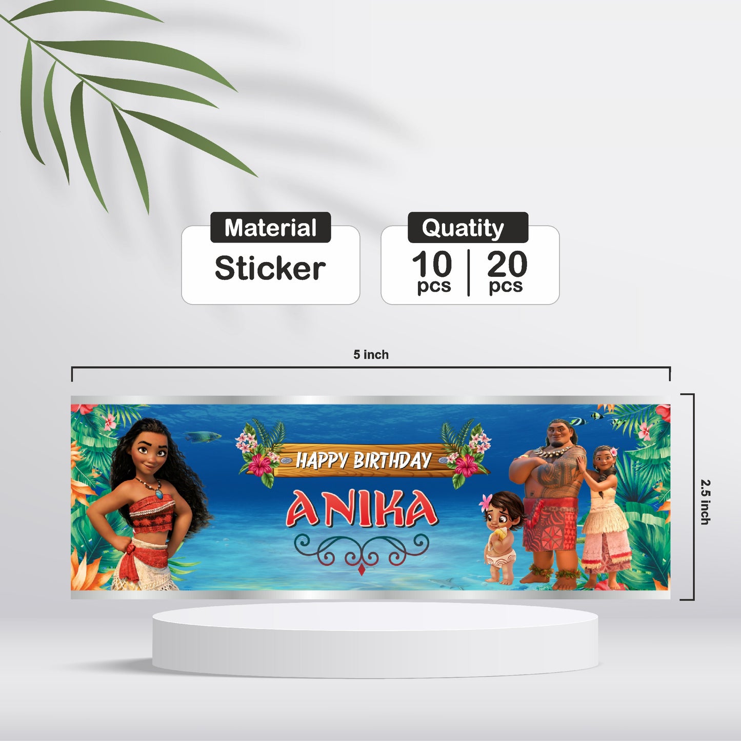 Moana Theme Water Bottle Sticker