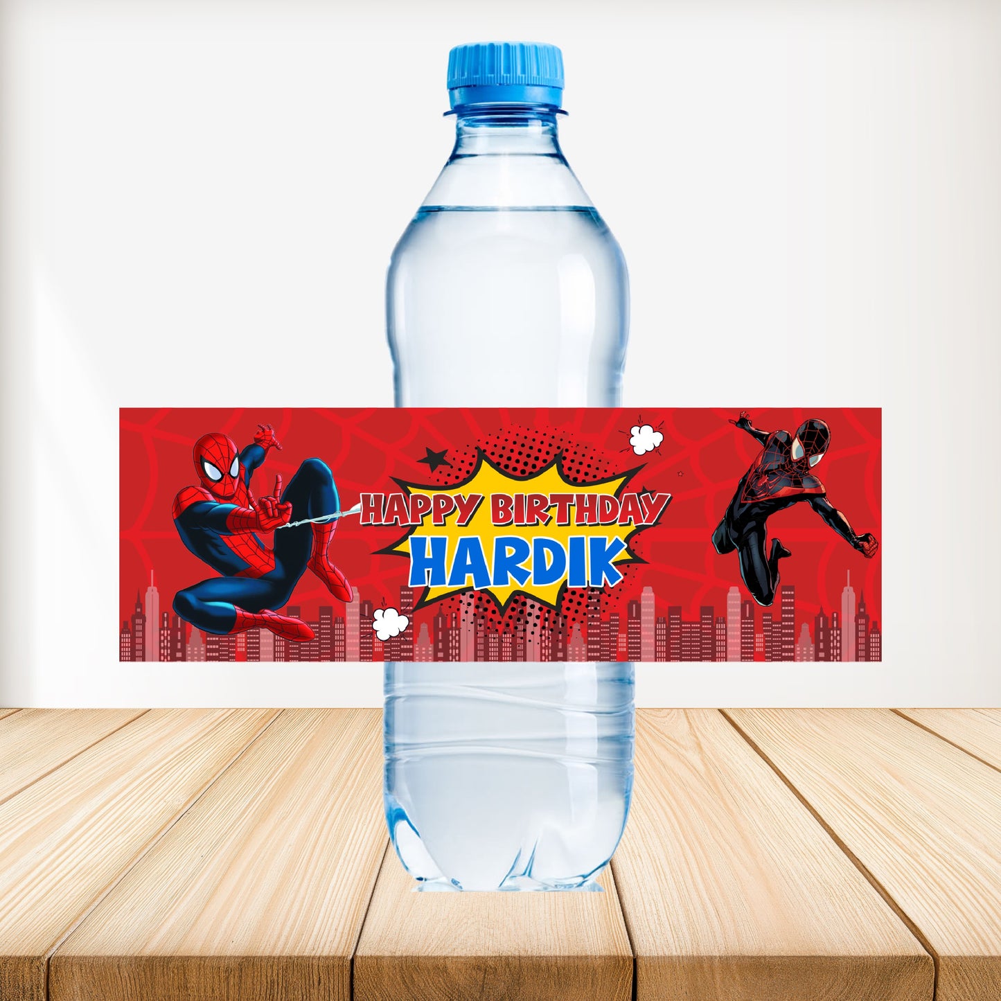 Spiderman Theme Water Bottle Sticker