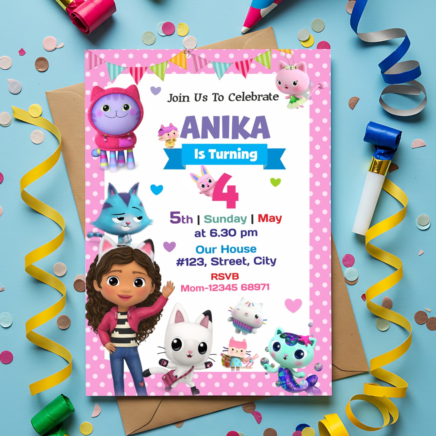 Gabby’s Dollhouse Theme Invite