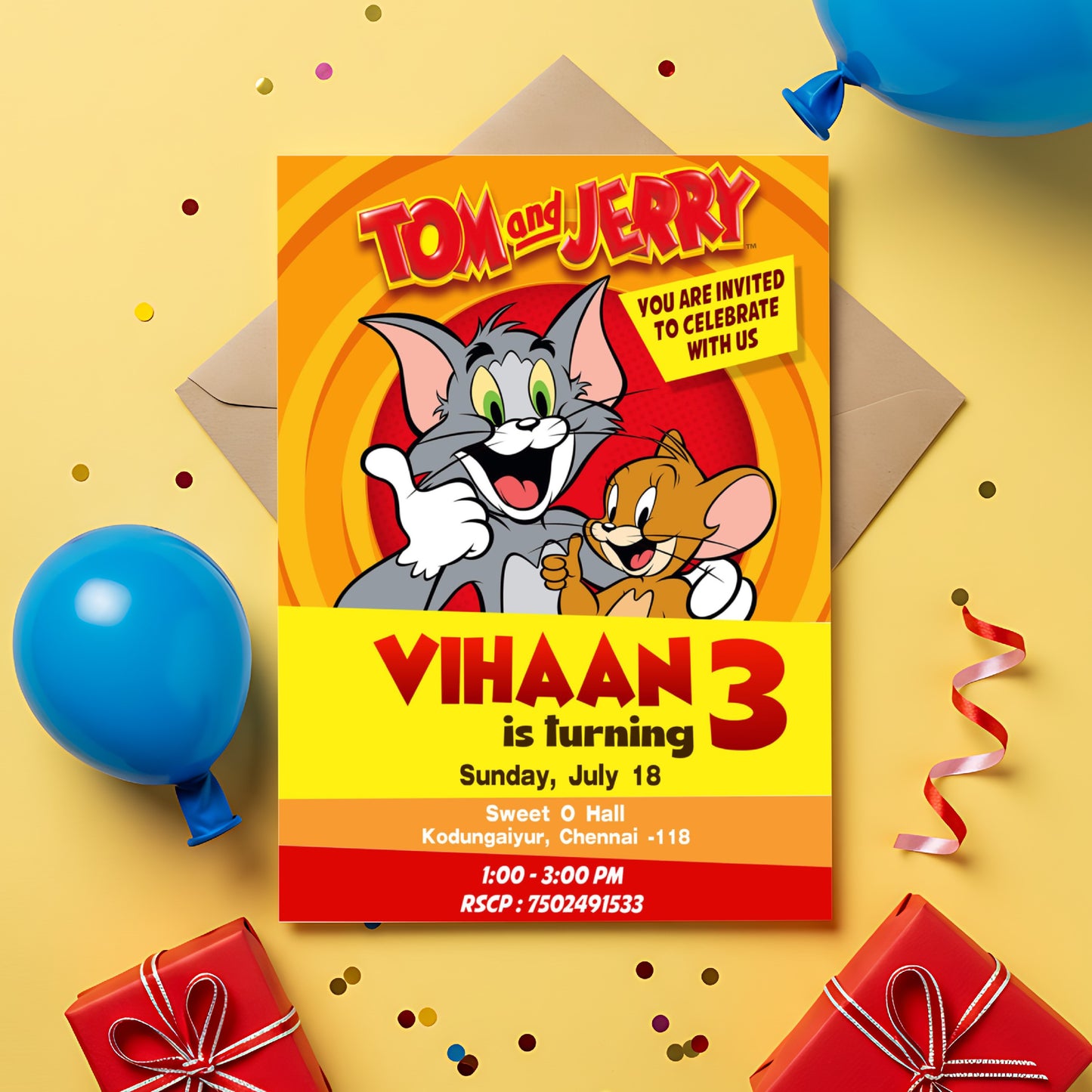 Tom & Jerry Theme Invite
