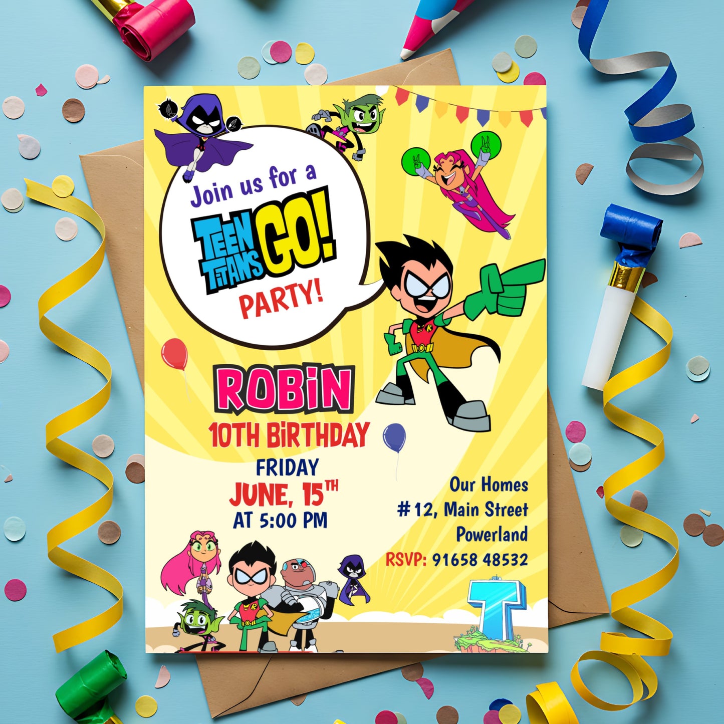 Teen Titans Theme Invite