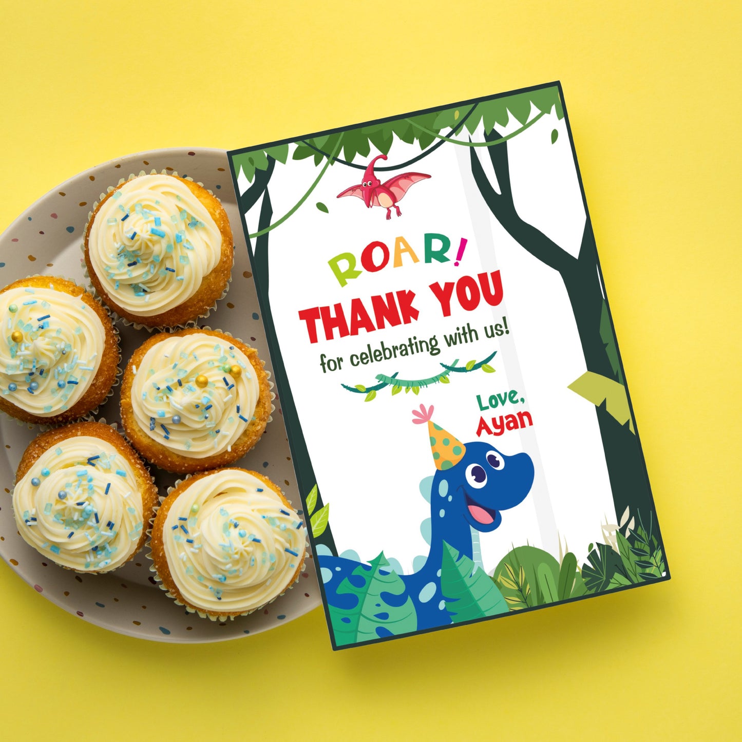 Dino Theme Thank You Cards