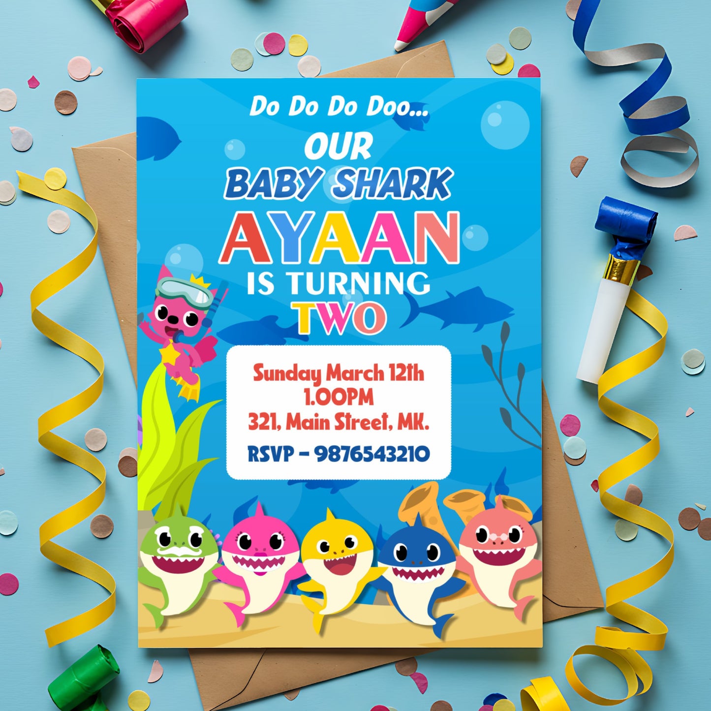 Baby Shark Theme Invite