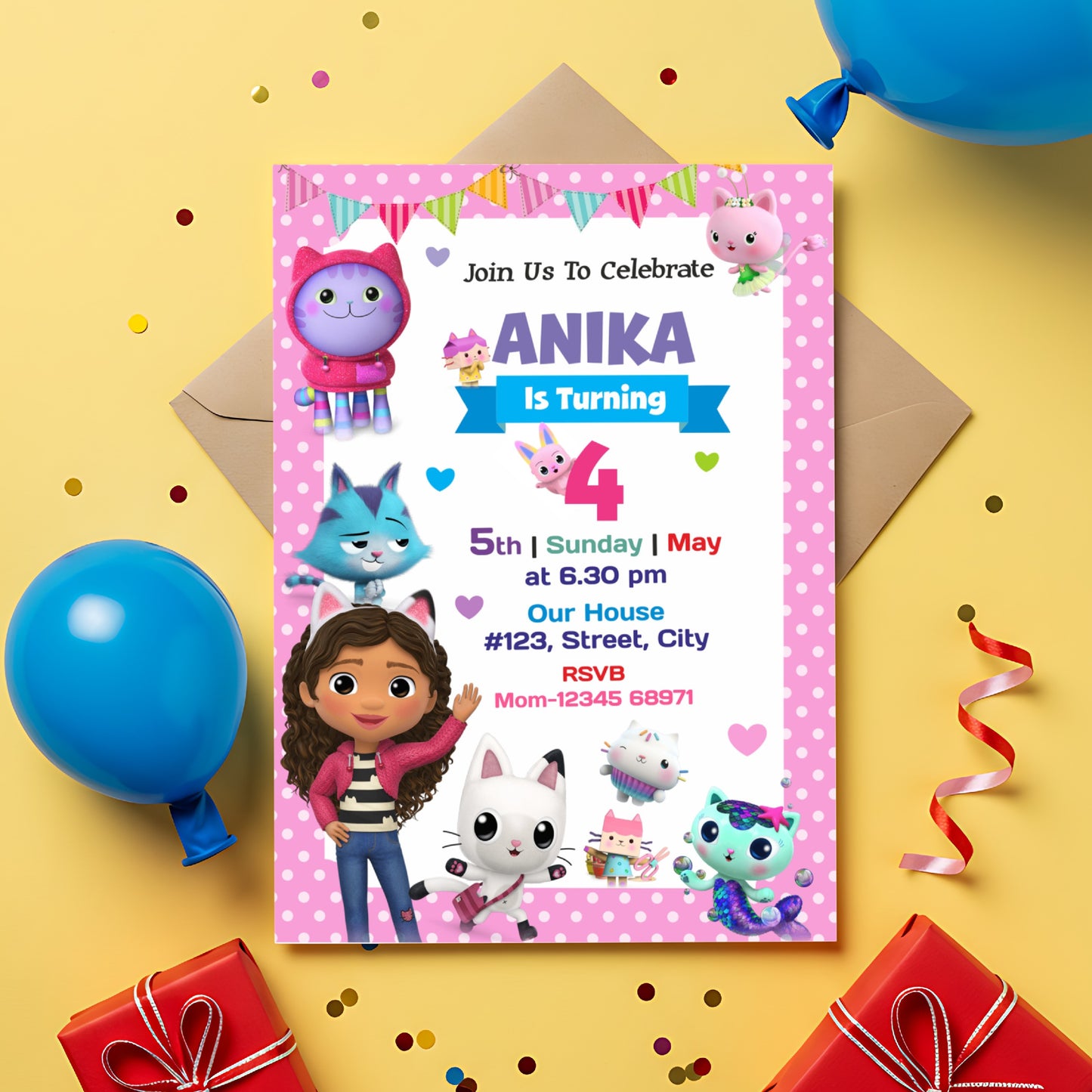 Gabby’s Dollhouse Theme Invite