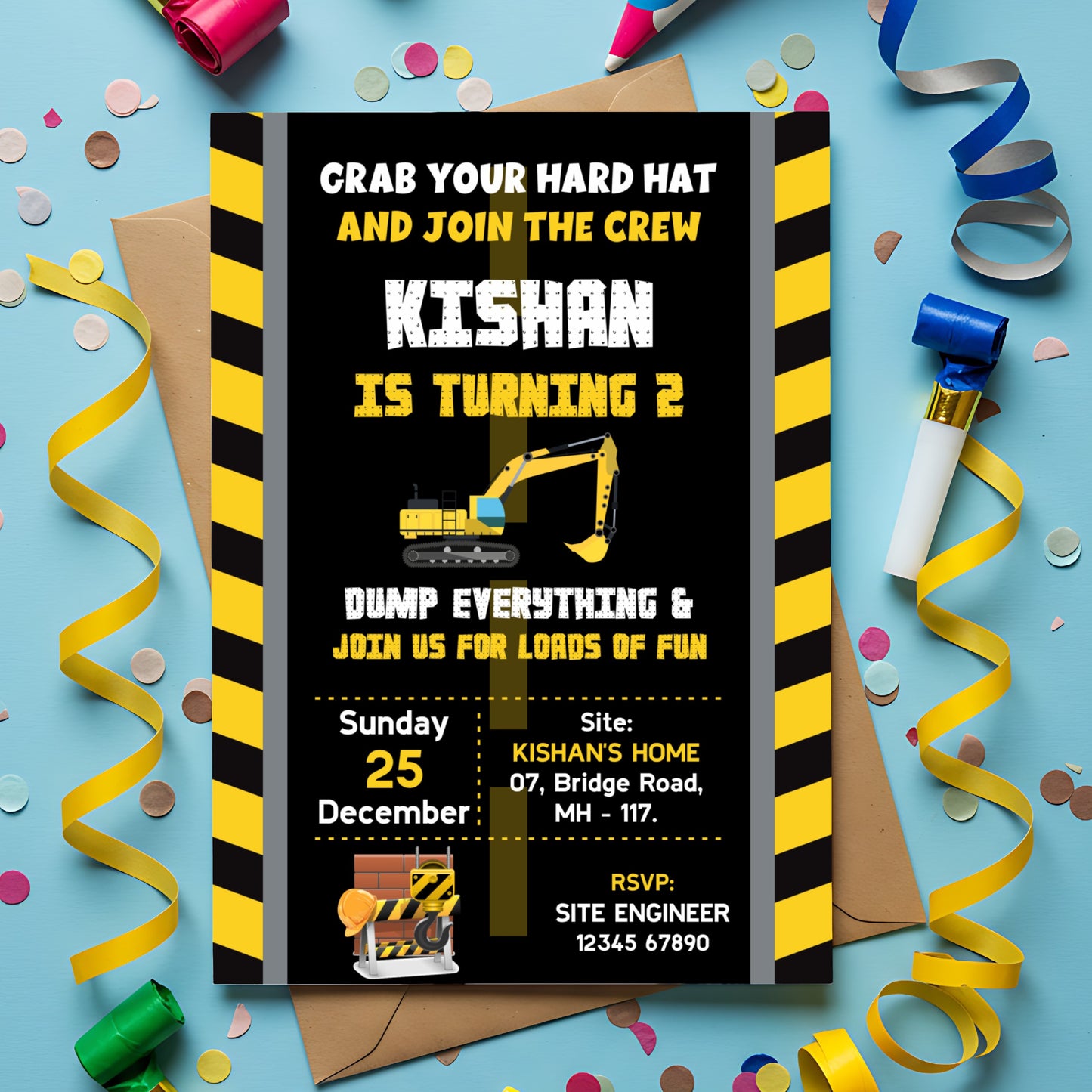 Construction Theme Invite