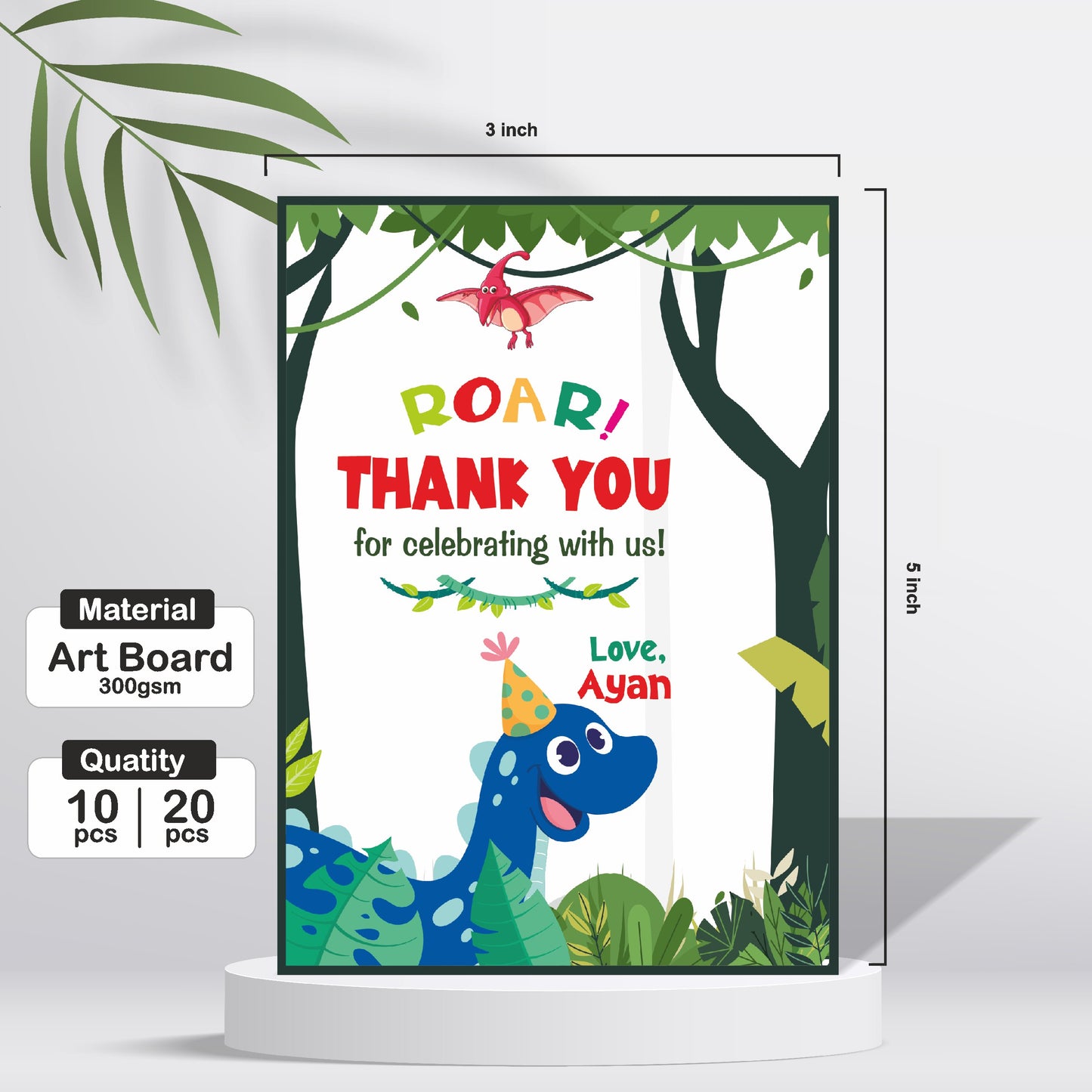 Dino Theme Thank You Cards