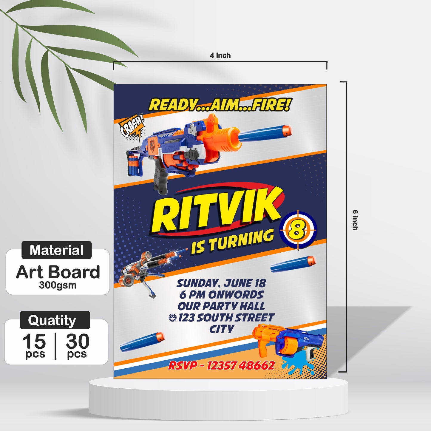 Nerf Gun Theme Invite